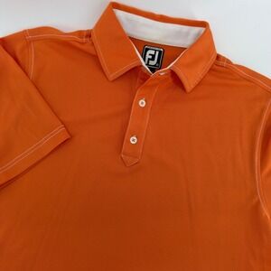 FootJoy Athletic Fit Golf Polo Shirt Mens Medium Orange Short Sleeve Stretch FJ